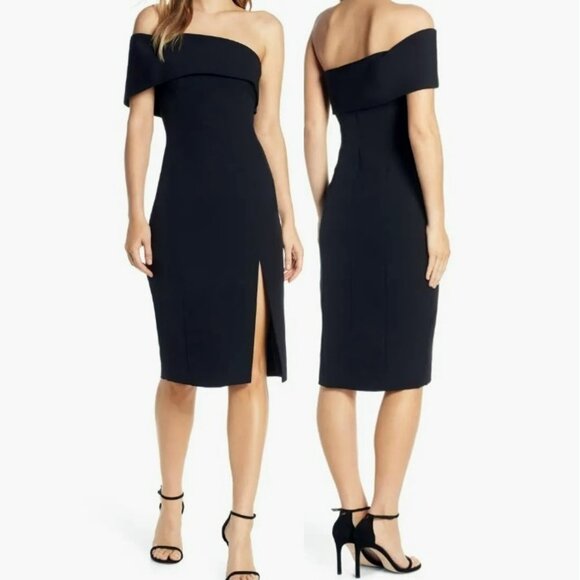 Nwt Eliza J Blue Off The Shoulder Dress 6 Womens Knee Length Sheath NEW $128 - Picture 1 of 10